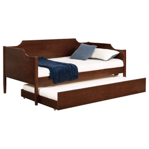 English Elm Cherry Cherry Wood Twin Daybed With Trundle — Romantic Cutouts, Rich Finish, Space-Saving Guest Solution B062S01313