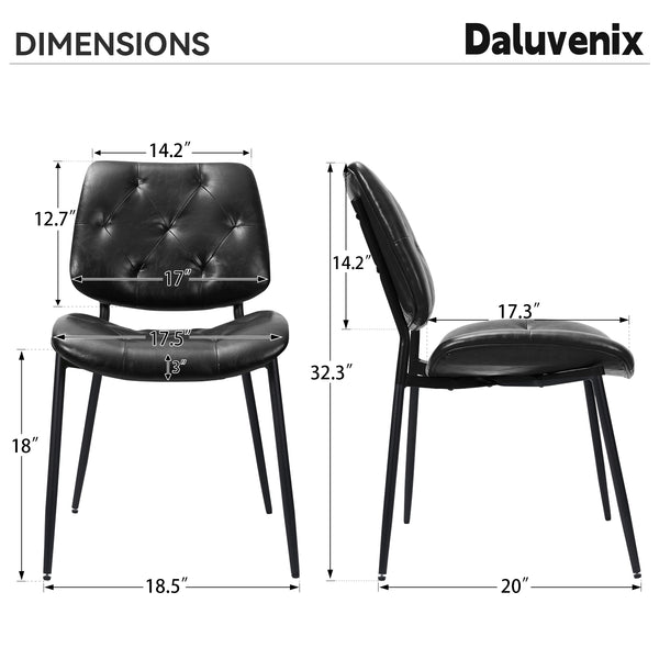 English Elm Dining Chairs Set Of 2 - Ergonomic Black Pu Leather, Thick Cushioned Modern Side Chairs For Comfort T3950P394501
