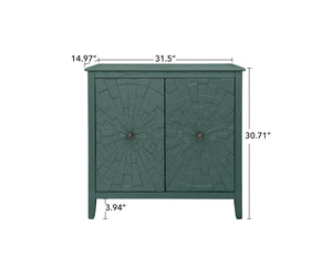 English Elm Geometric Diamond Embossed Sideboard Cabinet Matte Vintage Mdf Entryway Storage Green W688P364740