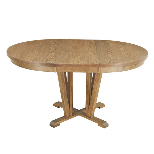 English Elm TOPMAX Rustic 5-Piece Extendable Round Dining Set with Trestle Base and Cross Back Chairs, Versatile Elegance Brown SP000042AAD