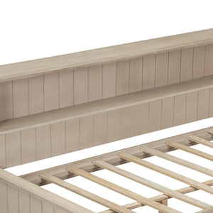 English Elm Twin Wood Daybed with 3 Drawers & Open Shelves, Antique White Milk Finish — Storage, Classic Charm, Twin Size Craftsmanship GX002213AAK