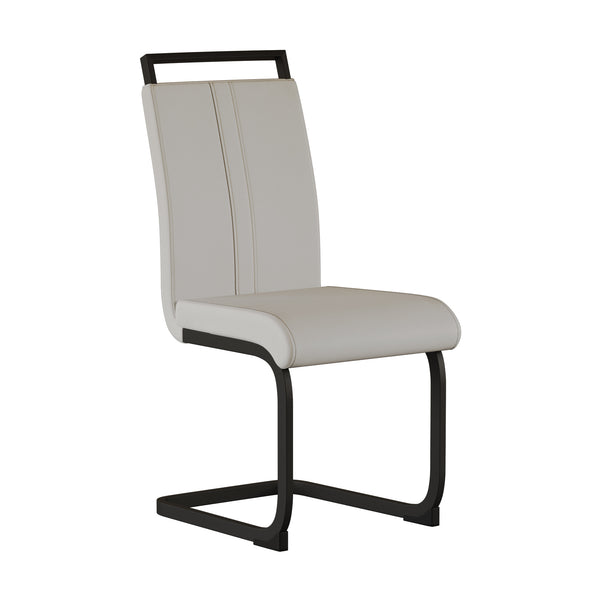 English Elm Modern Dining Chairs Set Of 2 - Stylish White Pu Leather, Ergonomic High Back & Black Metal Legs T2396P279774
