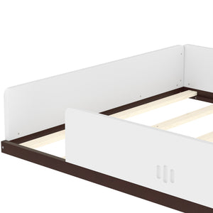 English Elm Full Size Car Shaped Kids Platform Bed with Storage Drawers Integrated Desk Pine Wood Light White W1580S00490