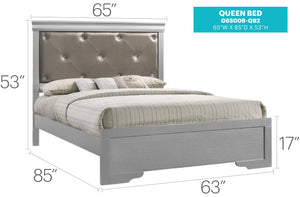 English Elm Elegantly Champagne Transitional Queen Bed with Silver Finish, Sturdy Particle Board Frame, 53"H x 63"W x 85"D, Easy Assembly B078S00442