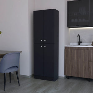 English Elm Wenge Sleek Pantry Cabinet 71.1" H with 5 Hidden Shelves, 4 Doors – Modern Slim Kitchen Storage Solution B062P193660