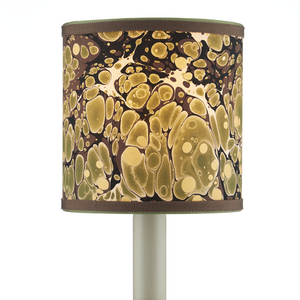Marble Artisanal Drum Chandelier Shade - Handmade Contemporary Design with Grosgrain Ribbon Accents