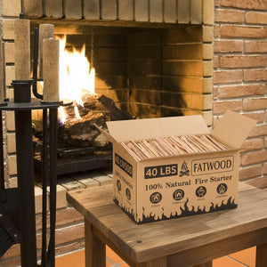 English Elm 40 Lbs Natural Pine Fatwood Kindling Sticks for Fireplace Stove Campfire and Grill W2640P347125