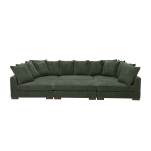 English Elm Large Corduroy Modular Sectional Sofa Sleeper with Ribbed Texture for Open Living Dark Green B2748S00012