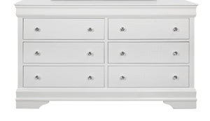 English Elm SHAKER Crystal-Tufted Full 5PC Bedroom Set with LED Lighting, Padded Headboard, Storage Drawers White 68.31 L x 35.43 W x 7.68 H B201S00344