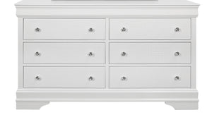 English Elm SHAKER Crocodile Textured Chest with Crystal Hardware, Solid Wood & MDF, Contemporary Tapered Legs White 61.42 L x 18.9 W x 36.22 H B201P215905