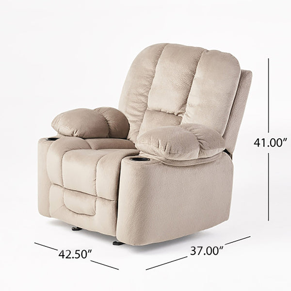 English Elm Christopher Knight Home® - Luxurious Manual Recliner Chair with Skin-Friendly Fabric, Dual Cup Holders, Ergonomic Padded Comfort Coffee 57578.00LAT