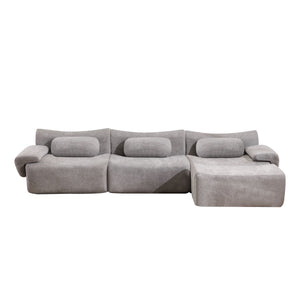 English Elm Modular Chenille Deep Seat Sectional Sofa with Bamboo Frame for Living Room Lounge Grey W1829S00072