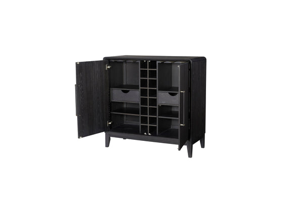 English Elm Peppercorn Server with 4 Storage Cabinets, Elm Veneer Finish, Power-Ready Design & Custom Hardware Black 45 L x 22 W x 38.75 H B2699P237505