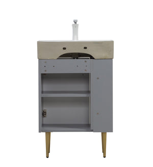 English Elm 21.6" Compact Grey Bathroom Vanity Ceramic Sink Soft Close Cabinet Open Shelf W1920S00187