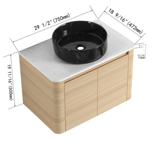 English Elm 30'' Wall-Mounted Bathroom Vanity With Soft-Close Doors, Ceramic Sink & Plywood Frame For Modern Spaces W999S00466