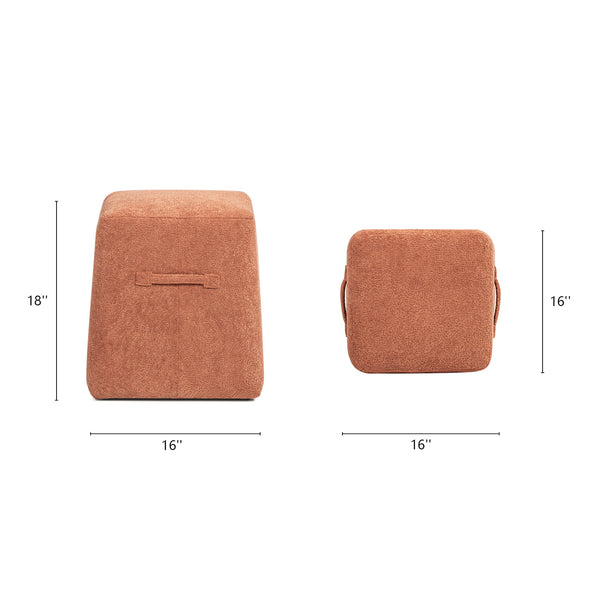 English Elm Jennifer Taylor Home - Oliver 16" Tapered Square Upholstered Ottoman - Compact Fleece Pouf, Modern Footrest & Seat (16") Orange B2719P269259