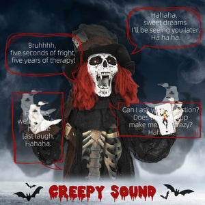 English Elm Homcom 6' Life-Size Animatronic Zombie With Light-Up Eyes, Realistic Skeleton, Motion & Sound Activation W2225P229498