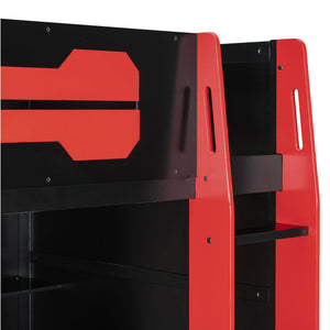 English Elm Twin Gaming Loft Bed with Desk Rgb Lighting and Multi-tier Shelves for Teen Rooms Red LT000160AAR