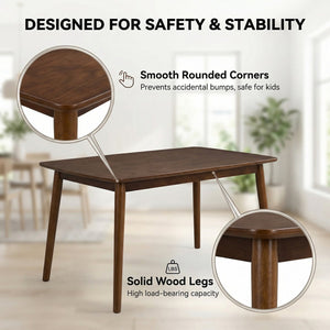 English Elm Solid Wood Walnut Rectangular Dining Table Mid Century Modern for Small Spaces W3204P465631