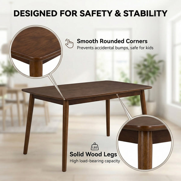 English Elm Solid Wood Walnut Rectangular Dining Table Mid Century Modern for Small Spaces W3204P465631