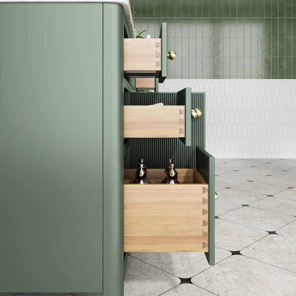 English Elm Fully Assembled 48'' Green Bathroom Vanity With Solid Wood, Engineered Marble Top & Soft-Close Drawers W1826P308982