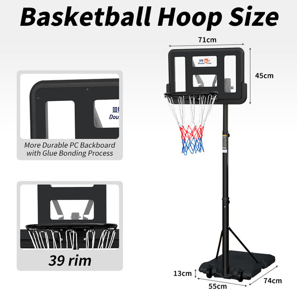 English Elm Double Fish Adjustable Basketball Hoop Portable Steel Frame Outdoor Backyard System W3087P251064