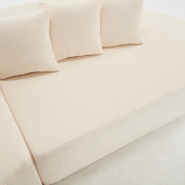 English Elm 110.2'' Plush Boneless Sectional Sofa Ivory — Curved L-Shape Chaise, Deep Memory Foam Comfort, No Assembly W1249S00008