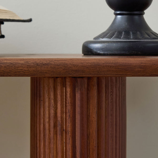 English Elm Length 59 Inch Mdf Wood Veneer Console Table Brushed Gold Steel Base Modern Entryway Brown W2582P406098