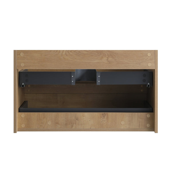 English Elm Alice36-106, Floating Bathroom Vanity Natural Oak Two Drawer Handle Free Wall Mount W1865P147103