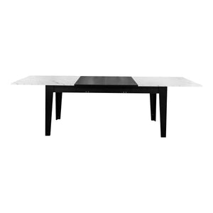 English Elm Dining Table Extendable Woodgrain Melamine Top Seats up to Ten Open Plan Kitchen White Line W331S00209