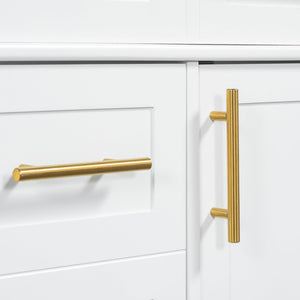 English Elm 36" White Bathroom Vanity Cabinet with Ceramic Sink, Gold Handles, Soft-Close Drawers & Adjustable Shelf N729P204177K