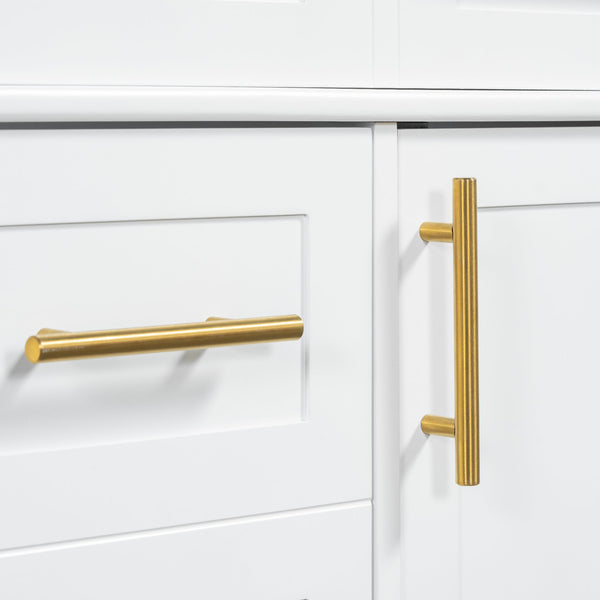 English Elm 36" White Bathroom Vanity Cabinet with Ceramic Sink, Gold Handles, Soft-Close Drawers & Adjustable Shelf N729P204177K