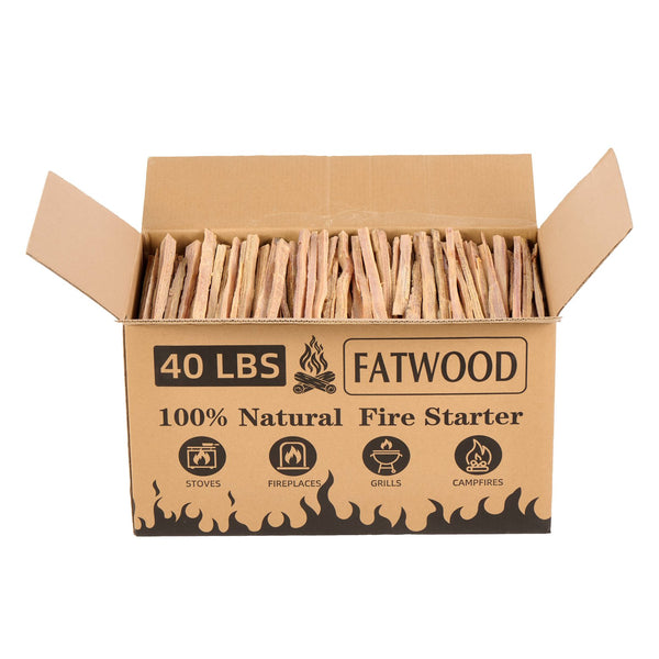 English Elm 40 Lbs Natural Pine Fatwood Kindling Sticks for Fireplace Stove Campfire and Grill W2640P347125