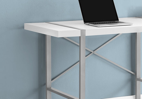English Elm Computer Desk - Sleek White Laminate With Grey Metal Frame, Perfect For Home Office & Small Spaces B2710P219885