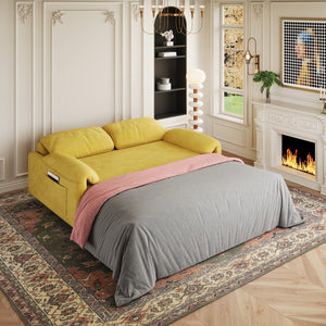 English Elm Dual-Purpose Velvet Sofa Bed Blue Black Pink - Stylish Retractable 2-Seater with Solid Wood Frame, 500lb Support W3371P302134