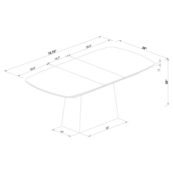 English Elm Idlewild Faux Marble Extendable Dining Table with Sculptural Pedestal Base for Modern Spaces B062S01650