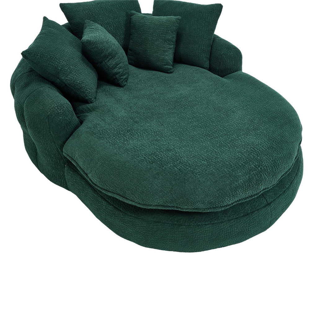 English Elm Oversized Memory Foam Chenille Bean Bag Sofa with Ergonomic Back Support, 3 Large & 2 Small Pillows Emerald W395P359413