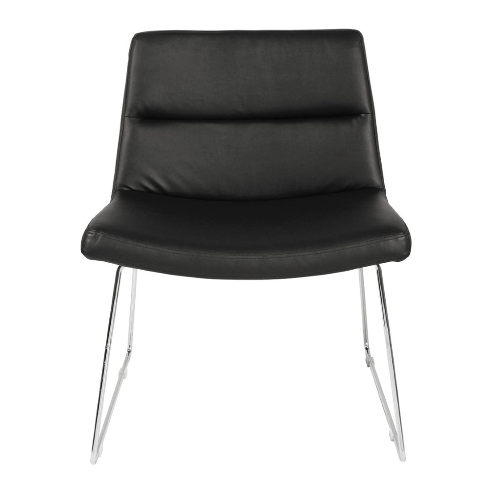 OSP Home Furnishings Thompson Contemporary Accent Chair with Chrome Sled Base for Office or Lounge Areas Black THP-U6