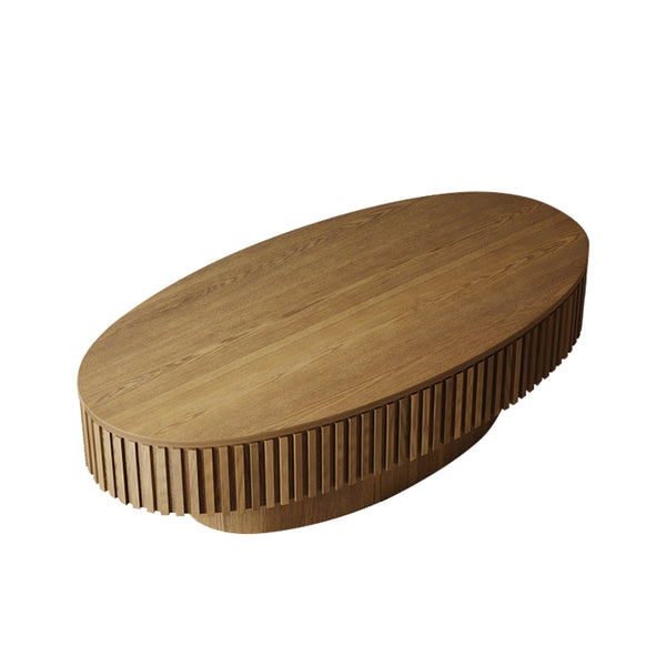 English Elm 47'' Oval Lift Top Coffee Table Wood Veneer Fluted Base Hidden Storage Living Room W1435P427189