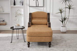 English Elm UNITED Oversized Chaise Lounge Sofa Bed with Solid Wood Arms, High-Resilience Foam, 800lb Capacity and Storage Pockets Mustard yellow W1568S00211