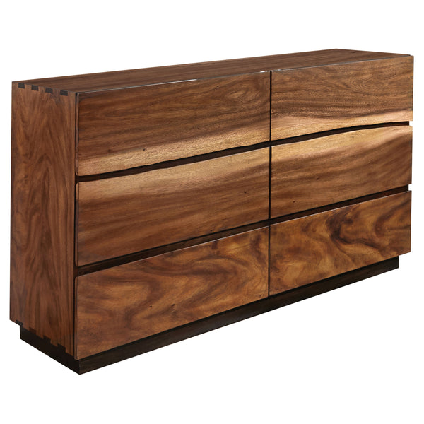 English Elm Beverly Queen Bedroom Set with Live Edge Headboard Walnut Veneer Floating Base B062S01709