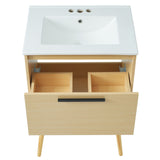 English Elm 24" Bathroom Vanity With Sink Combo, Multi-Functional Bathroom Cabinet With Drawer, Mdf Board, Natural