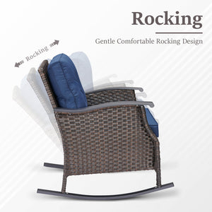 English Elm Outdoor Pe Rattan Gliding Patio Chair Set Handwoven Steel Frame with Plush Cushions Blue T3773S00018