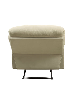 English Elm Beige Recliner Chair With Pillow-Top Armrests – Cozy Microfiber Upholstery For Ultimate Comfort B062P215431