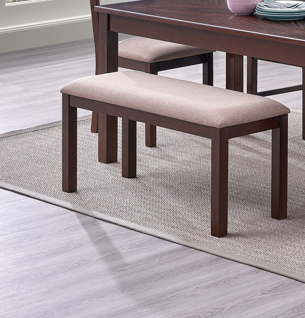 English Elm Contemporary Cherry 48" Dining Bench with Upholstered Cushion, Solid Wood Ladder Back Seating for Two, Rustic Elegance B011P194288