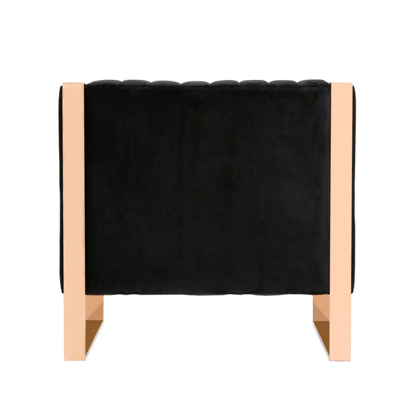 English Elm Trillium Velvet Lounge Chair with Gold Stainless Steel Frame, Plush High-Density Foam, No Assembly Required Black B365P398024
