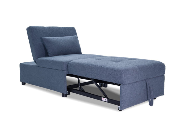 English Elm Convertible Sofa with Pull-Out Bed, Sleek Armless Sherpa Upholstery, Cozy Plush Pillow Included Blue Gray 45 L x 33 W x 17 H B089P240524