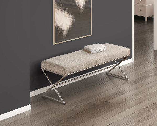 English Elm Contemporary Plush Chenille Upholstered Bench with X-Frame Metal Base, 48" Seat, Modern Entryway Seating Champagne,taupe 50.5 L x 18.5 W x 11.25 H B011P361969