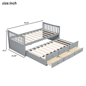 English Elm Daybed Twin Frame with Pull Out Trundle and Three Storage Drawers for Kids Rooms Gray LP100241AAE