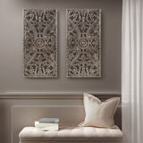 Madison Park Botanical Panel Transitional Distressed Carved Wood 2-piece Wall Decor Set MP95B-0263 Bronze